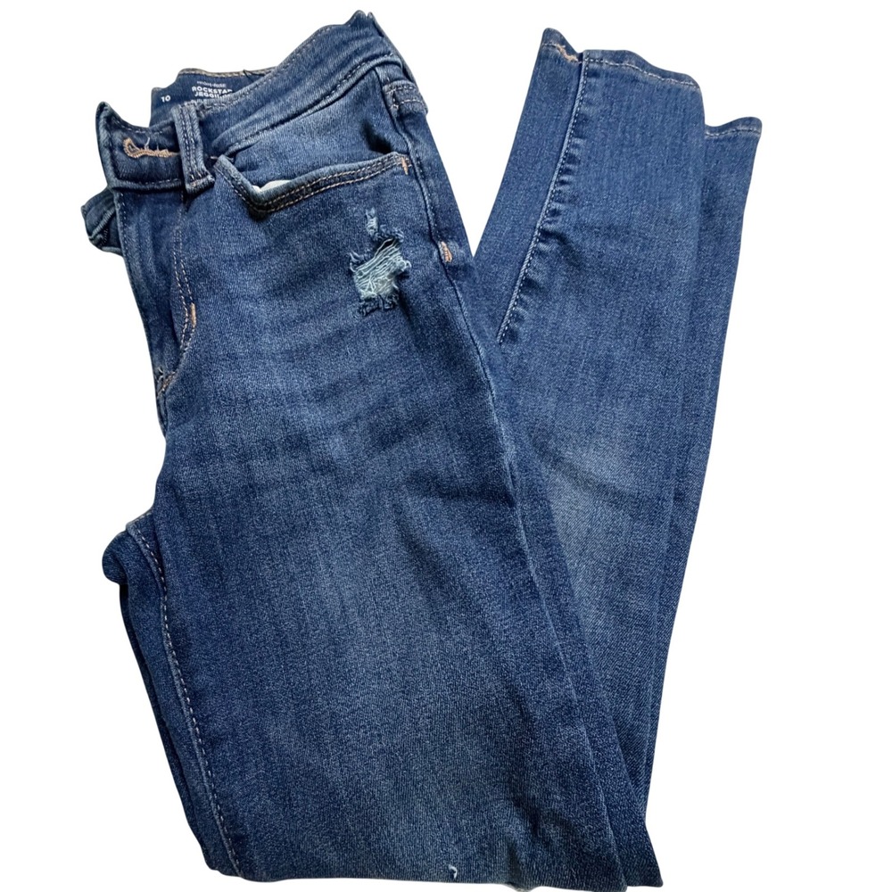 Old Navy Rockstar Jeggings High Rise Distressed Blue Jeans Size 10 360 Stretch